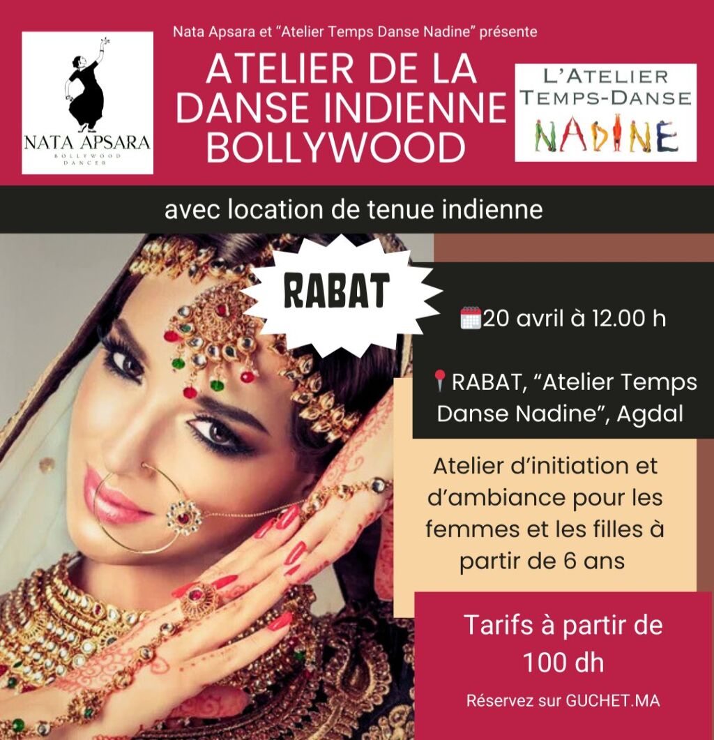 Affiche de Atelier de Danse Indienne Bollywood à Rabat