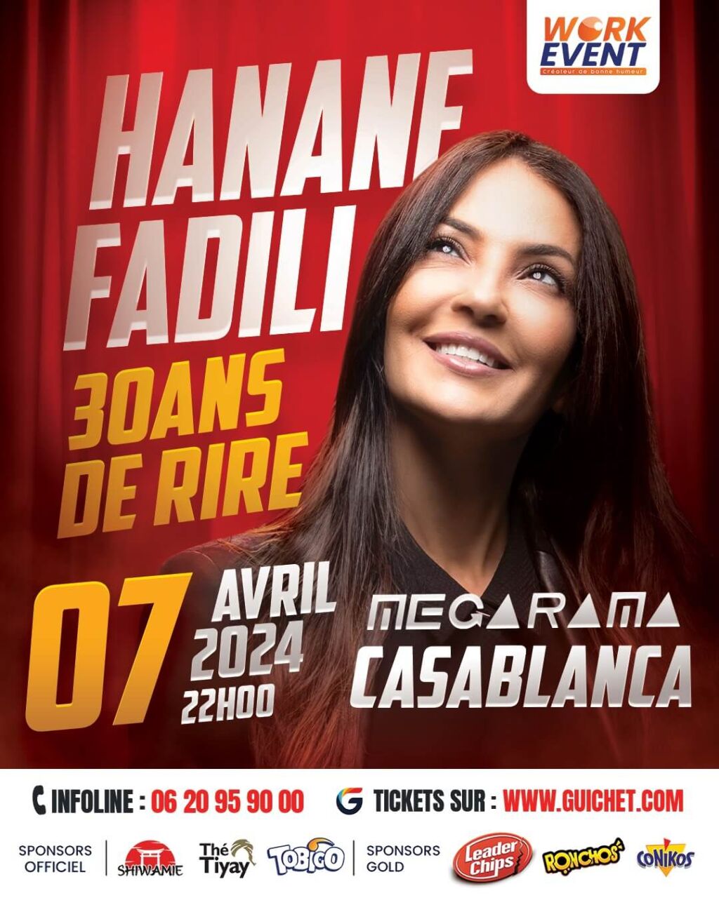 Affiche de Hanane Fadili «30 ans de Rire» à Casablanca
