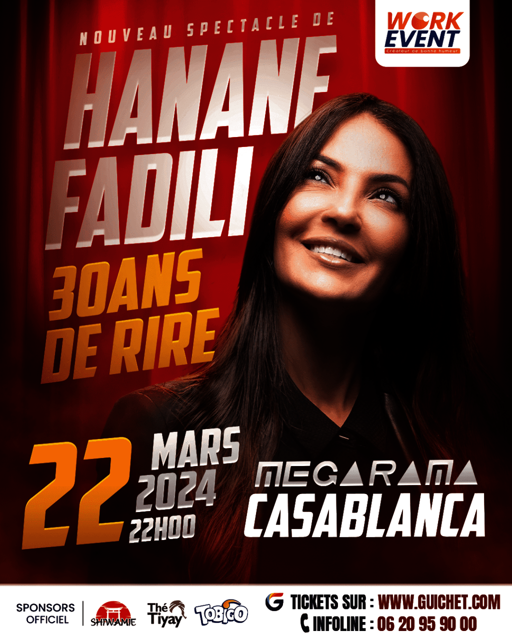Affiche de Hanane Fadili «30 ans de Rire» à Casablanca