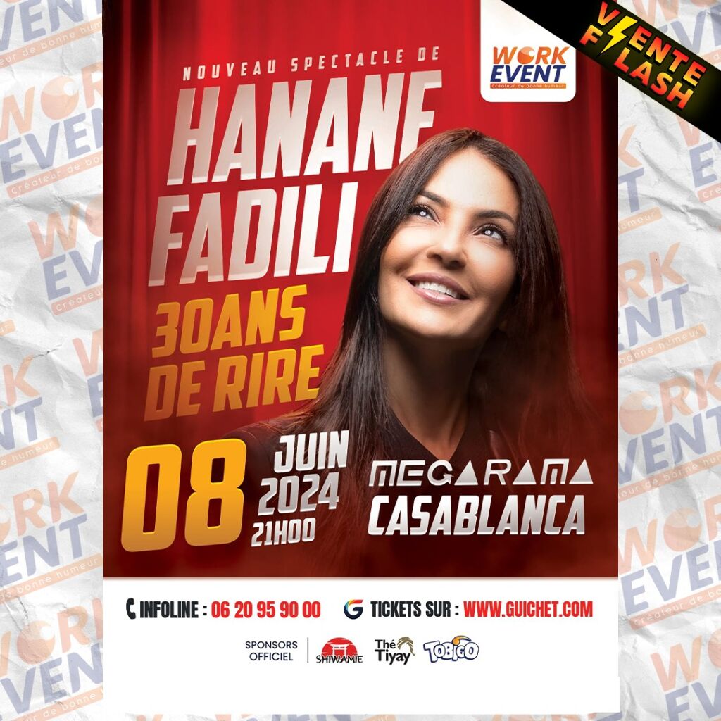 Affiche de Hanane Fadili «30 ans de Rire» à Casablanca