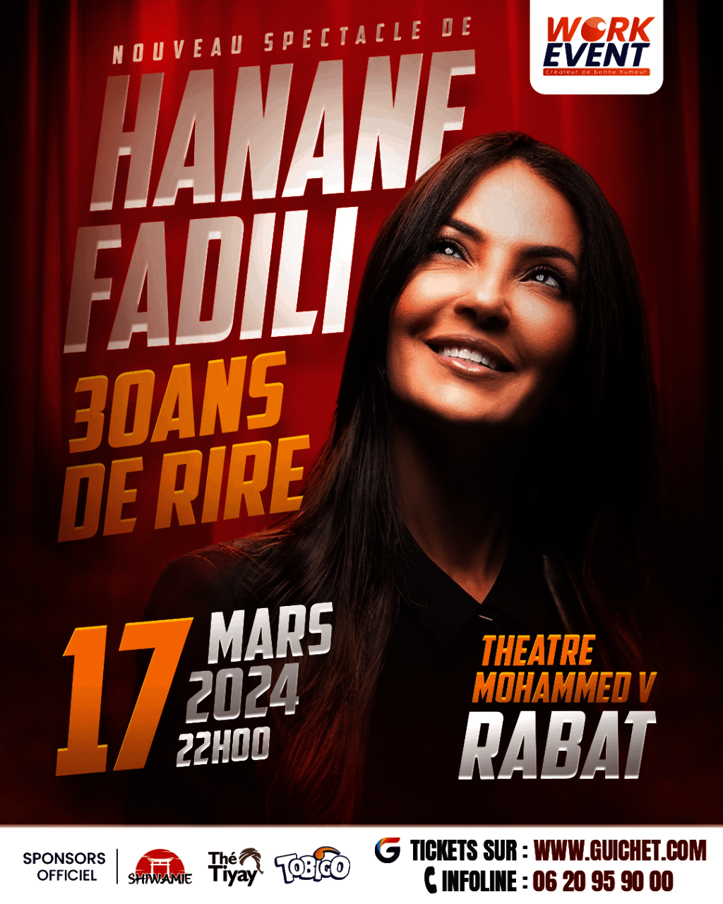 Affiche de Hanane Fadili «30 ans de Rire» à Rabat