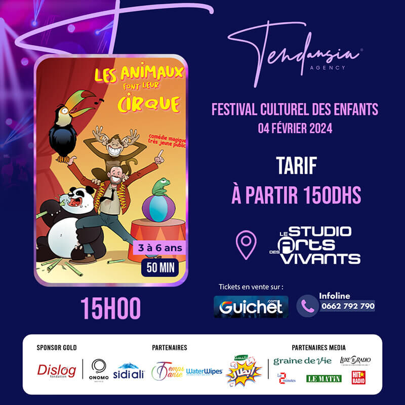 Affiche de Les Animaux Font leur Cirque - Festival culturel des enfants à Casablanca