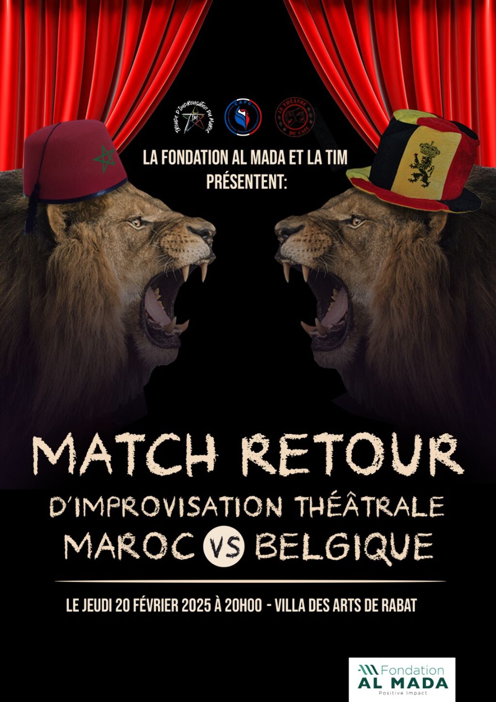 Affiche de Match d'Impro International – Maroc vs Belgique