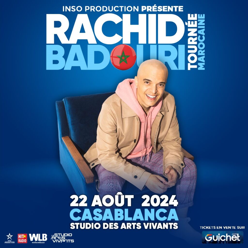 Affiche de Rachid Badouri en tournée à Casablanca