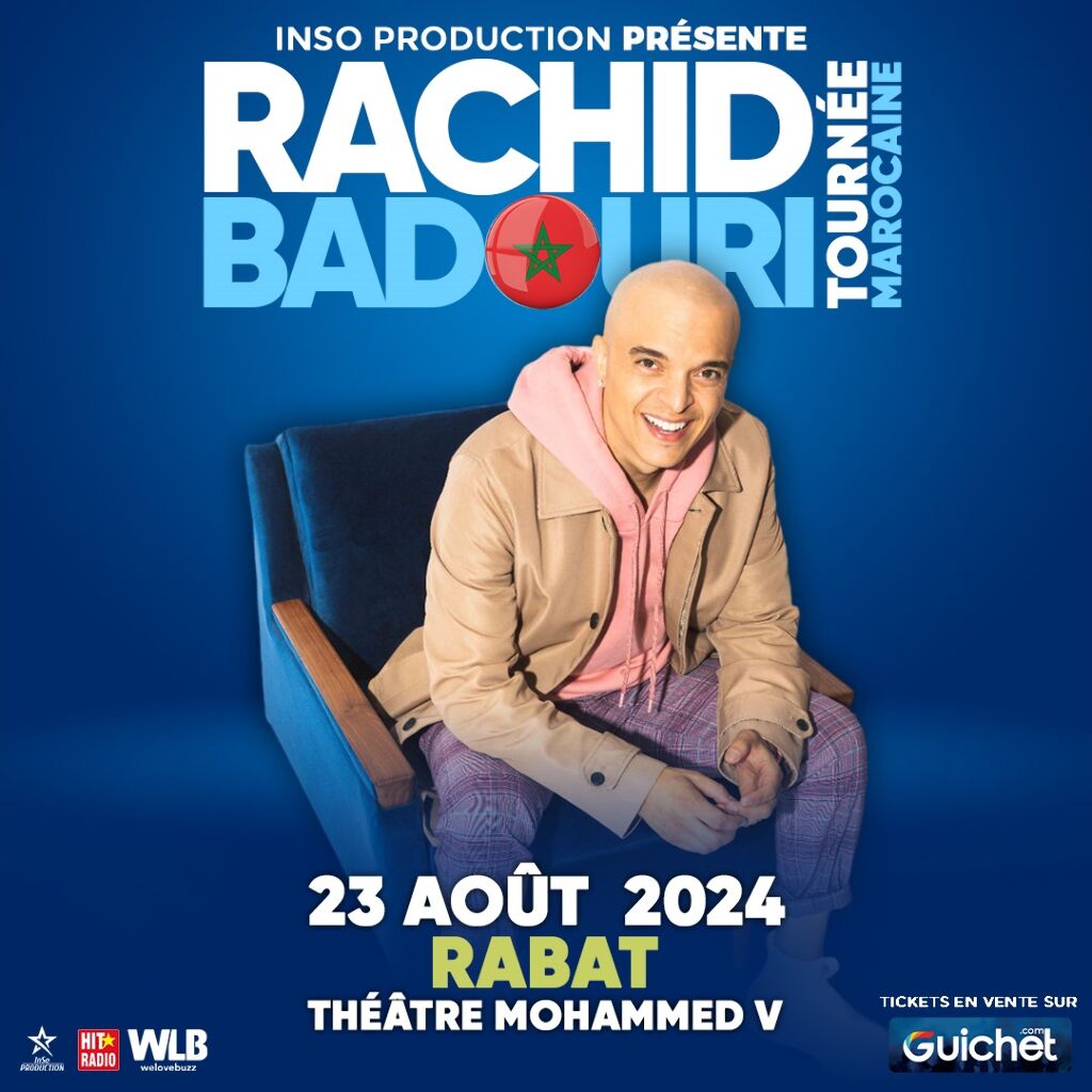 Affiche de Rachid Badouri en tournée à Rabat