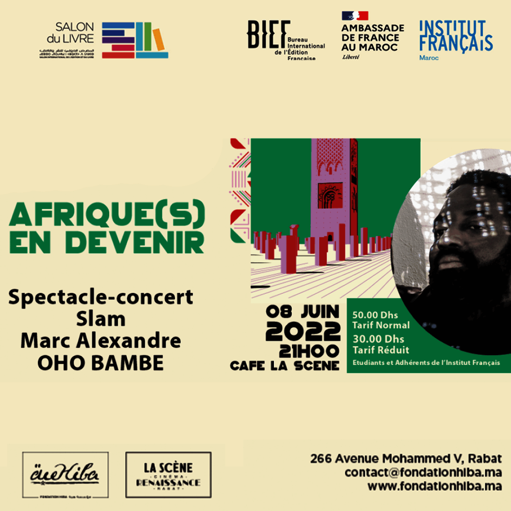 Affiche de Spectacle-concert slam de Marc Alexandre Oho Bambe