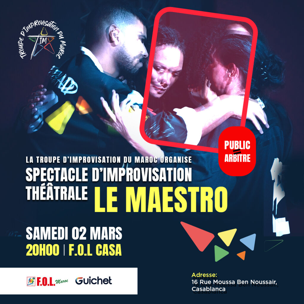 Affiche de Spectacle d'improvisation théâtrale Le Maestro à Casablanca