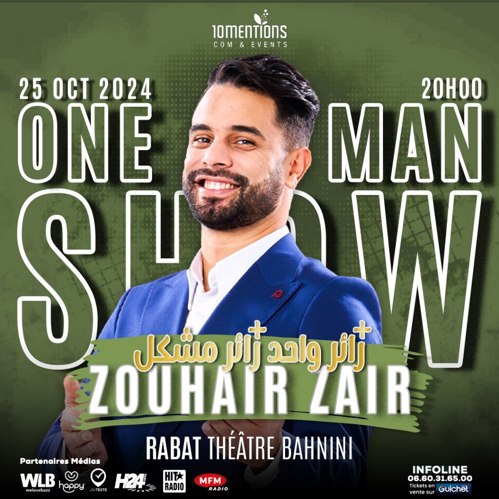 Affiche de Zouhair Zair en "One Man Show" à Rabat
